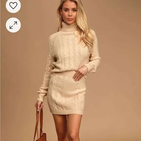 Lulus | Dresses | In The Cards Beige Cable Knit Twopiece Sweater Dress |  Poshmark